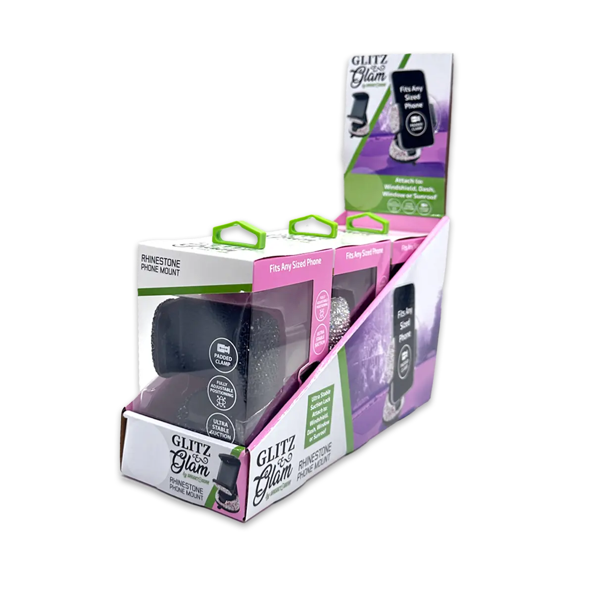 Small Rhinestone Phone Mount - 3 Pieces Per Retail Ready Display 25161 GADGET GEAR