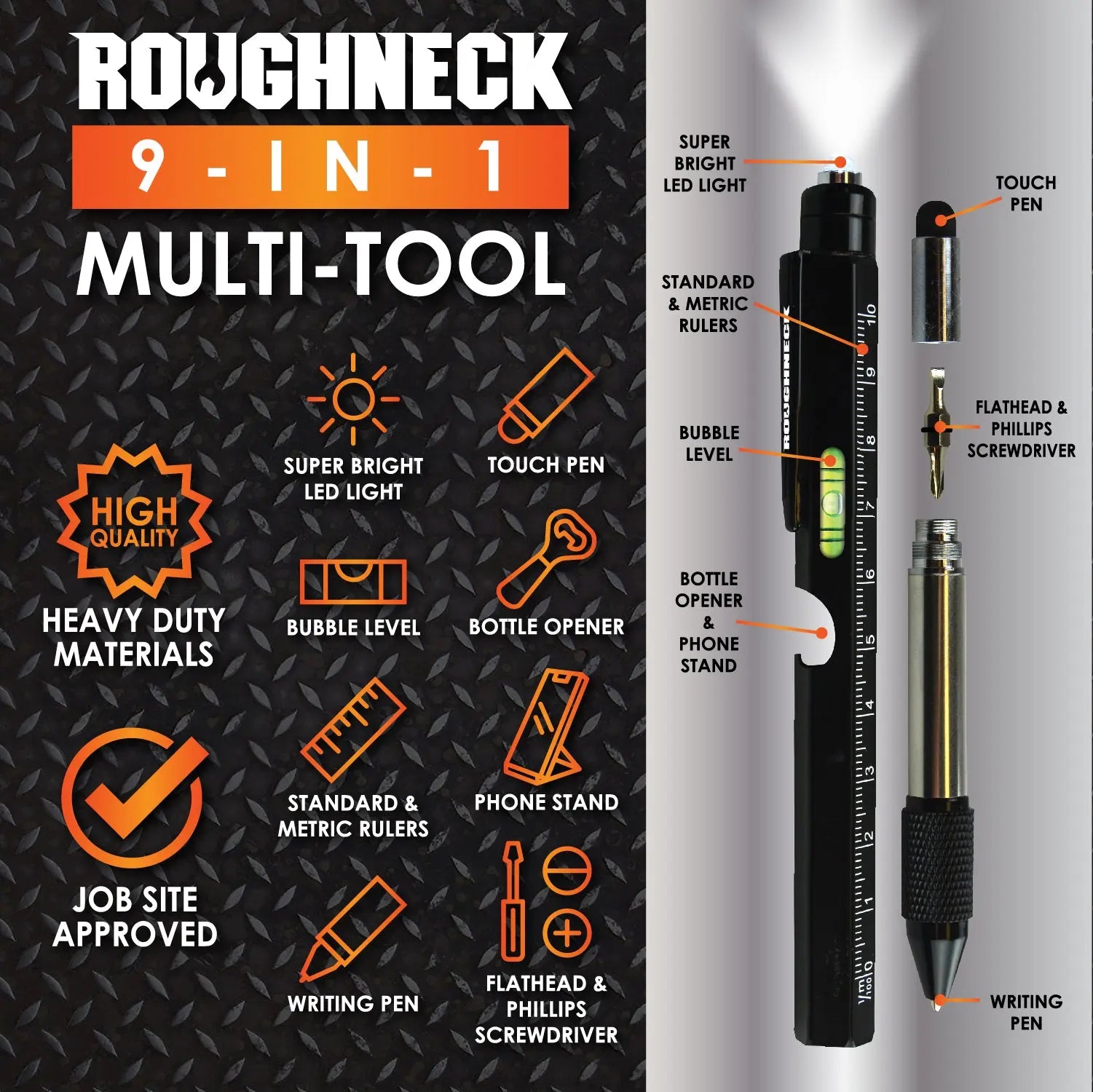 Multi-Tool 9-In-1 with Pen - 6 Pieces Per Retail Ready Display 25231 ROUGHNECK