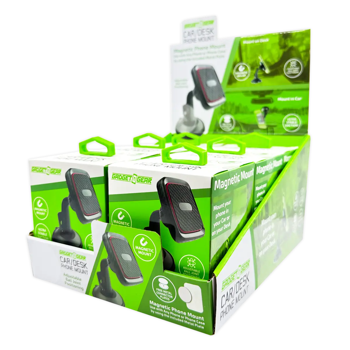 Car/Desk Magnetic Phone Mount - 6 Pieces Per Retail Ready Display 25233 GADGET GEAR
