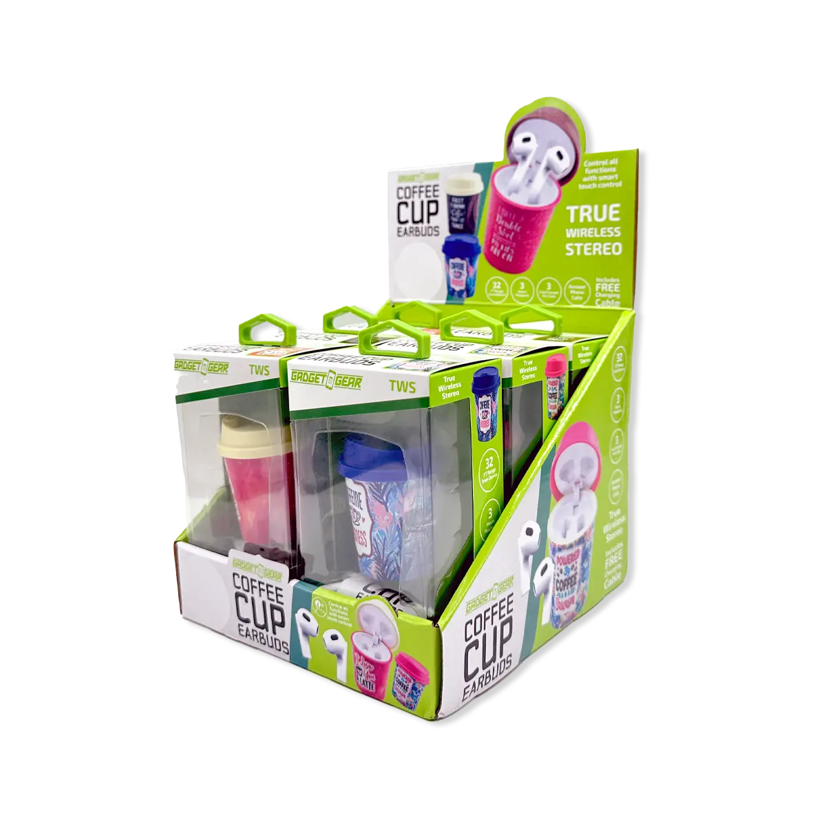 Wireless Earbuds with Coffee Cup Case - 6 Pieces Per Retail Ready Display 25286 GADGET GEAR