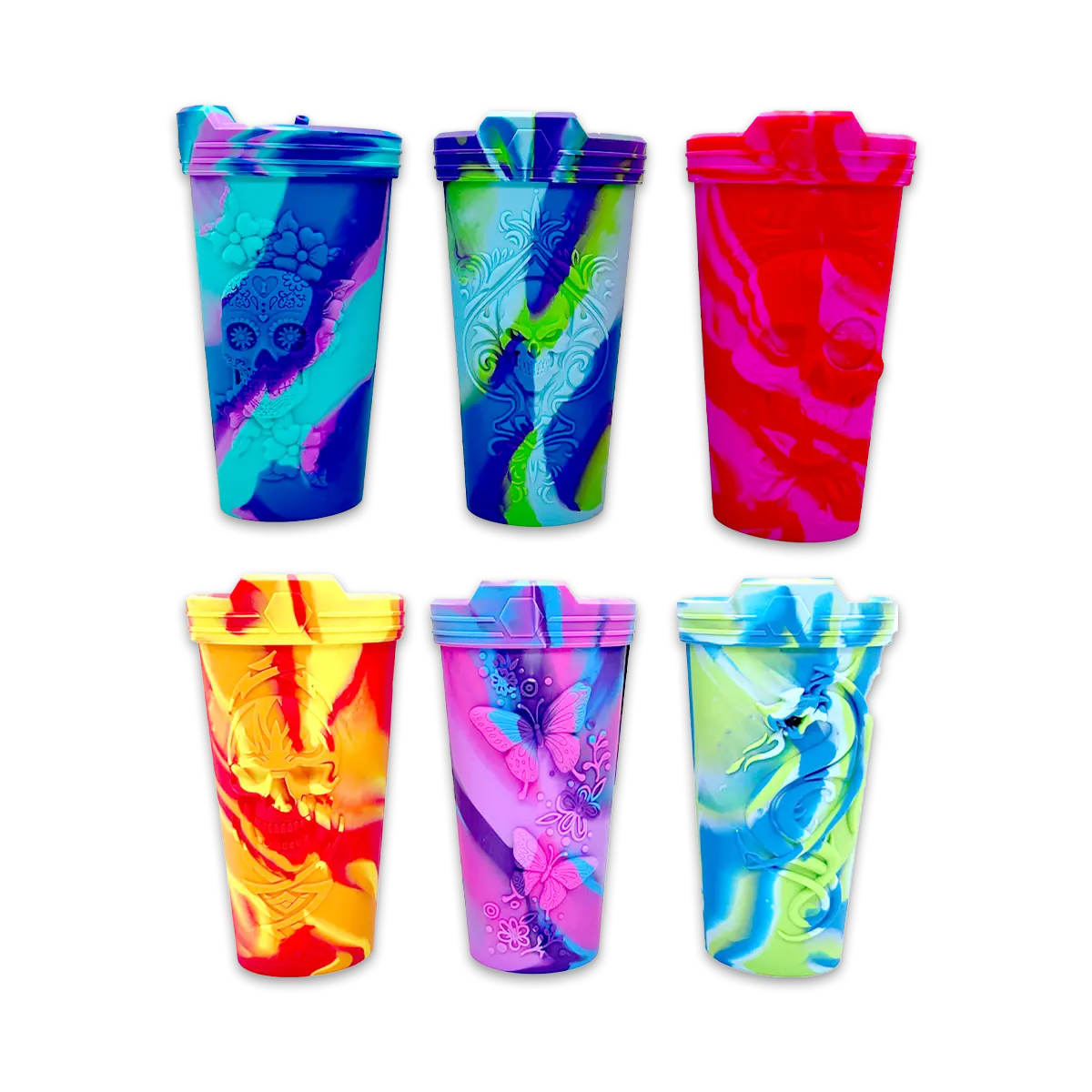 Roughneck Silicone Cup 16oz +Lid 6 Pieces Per Retail Ready Display 25292 ROUGHNECK