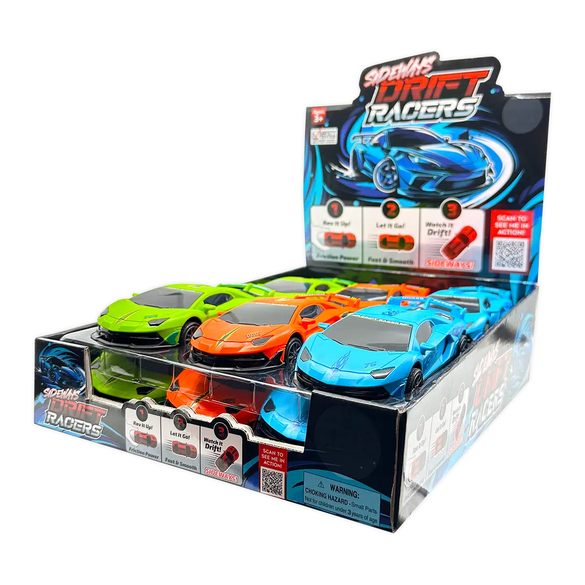Sideways Drift Racers - 12 Pieces Per Retail Ready Display 25301 KIPP BROTHERS