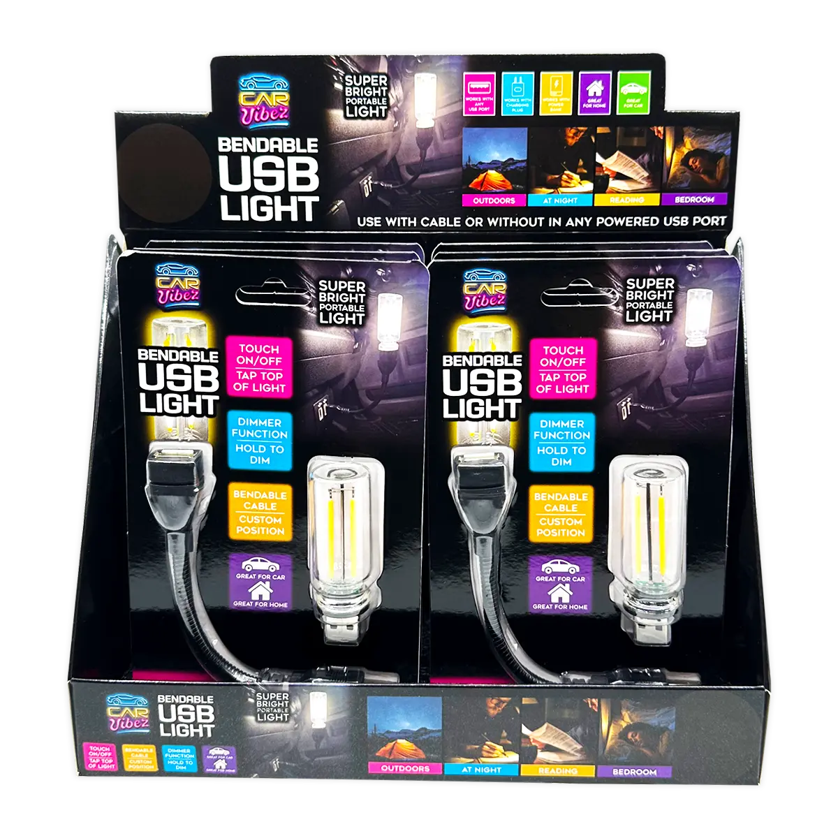 Bendable USB Touch Vintage Lantern Light - 6 Pieces Per Display 25304 CAR VIBEZ