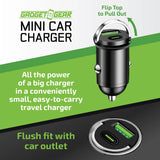 Mini Car Charger DC Dual Port USB / USB-C 20 Watts - 6 Pieces Per Retail Ready Display 25751 GADGET GEAR
