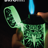 Glow in The Dark Flip Top Lighter - 15 Pieces Per Retail Ready Display 26625