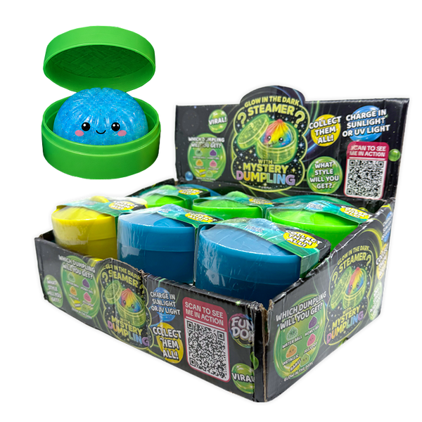Fun Doh Squishy Glow-in-the-Dark Mystery Streamer Dumpling Toy - 12 Pieces Per Retail Ready Display 26787
