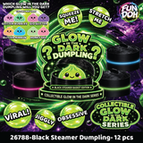 Fun Doh Squishy Glow-in-the-Dark Mystery Dumpling Black Steamer Toy - 12 Pieces Per Retail Ready Display 26788