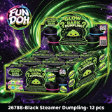 Fun Doh Squishy Glow-in-the-Dark Mystery Dumpling Black Steamer Toy - 12 Pieces Per Retail Ready Display 26788