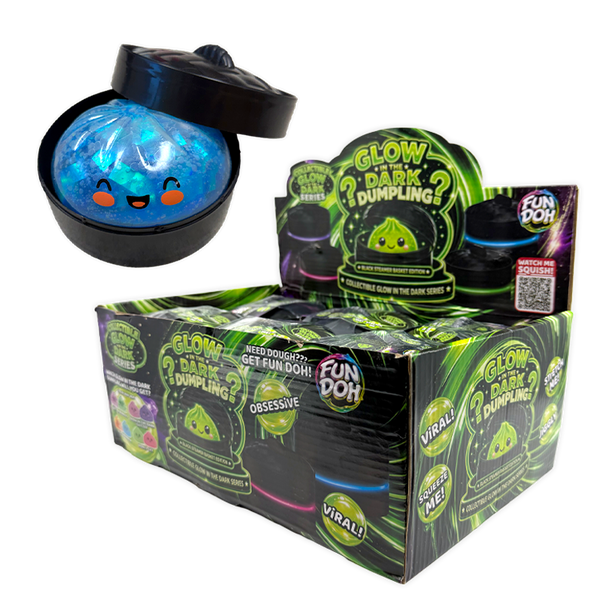 Fun Doh Squishy Glow-in-the-Dark Mystery Dumpling Black Steamer Toy - 12 Pieces Per Retail Ready Display 26788