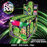 Fun Doh Glow-in-the-Dark Squish and Squeeze Slow-Release Fun Cube Toy - 12 Pieces Per Retail Ready Display 26847