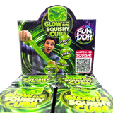 Fun Doh Glow-in-the-Dark Squish and Squeeze Slow-Release Fun Cube Toy - 12 Pieces Per Retail Ready Display 26847
