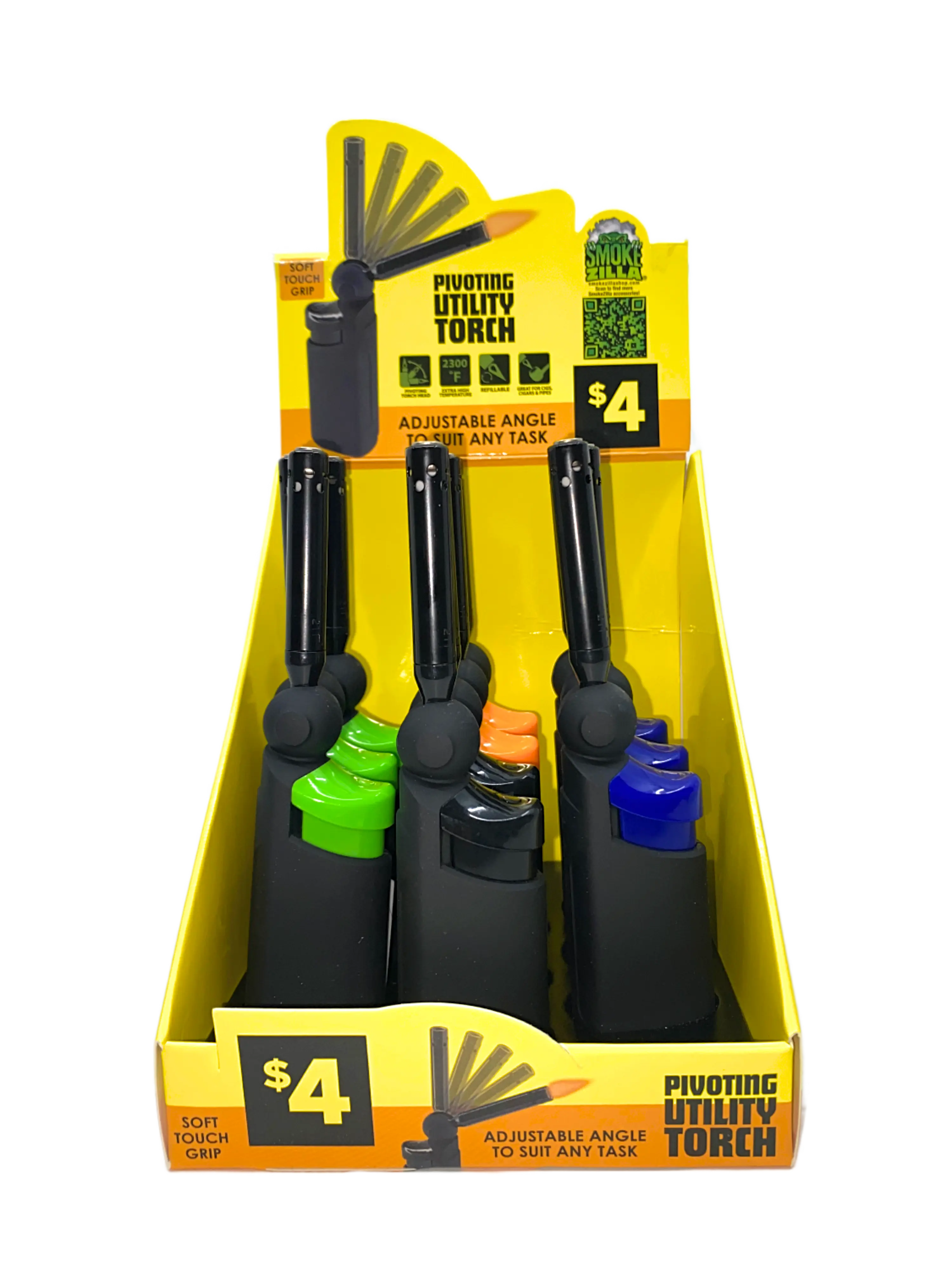 Pivot Head Utility Torch Lighter - 10 Pieces Per Retail Ready Display 41545 SMOKEZILLA
