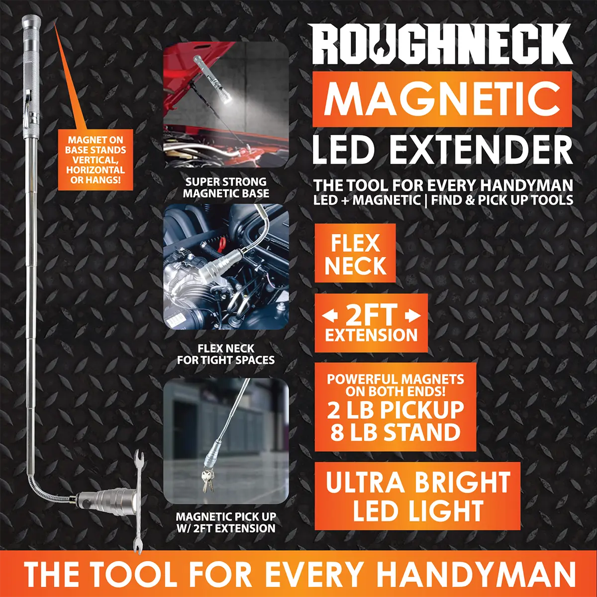 LED Flashlight Extender Tool with Magnetic Stand - 4 Pieces Per Display 41680 ROUGHNECK
