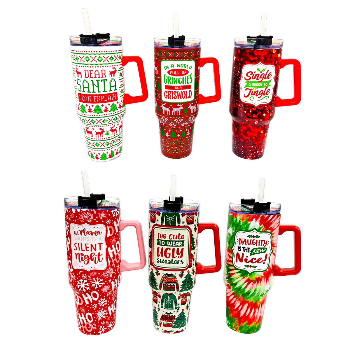 40 oz Insulated Stainless-Steel Holiday Cup - 6 Pieces Per Retail Ready Display 41709 ROUGHNECK