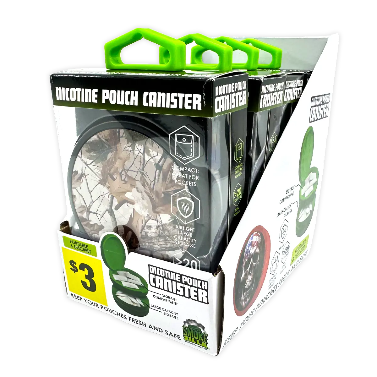 Nicotine Pouch and Storage Canisters - 4 Pieces Per Retail Ready Display 41784 SMOKEZILLA