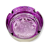 Glass Metal Plated Round Ashtray - 5 Pieces Per Retail Ready Display 41854