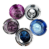 Glass Metal Plated Round Ashtray - 5 Pieces Per Retail Ready Display 41854