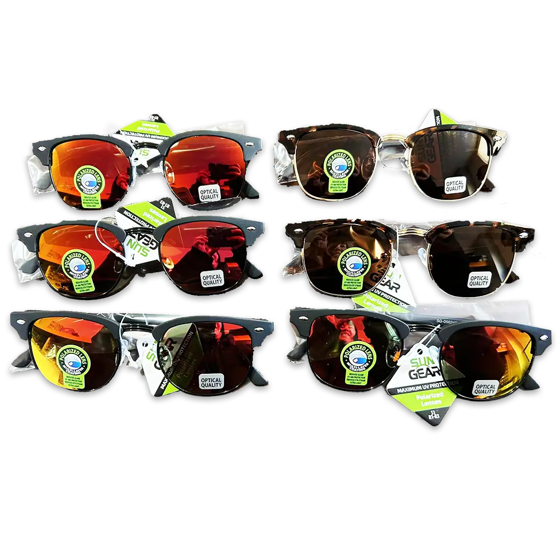Sunglasses Sungear Assortment - 6 Pieces Per Pack 50240 SUN GEAR