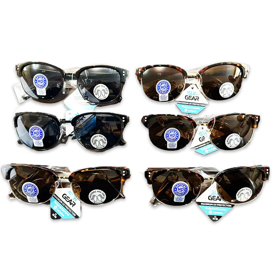 Sunglasses Sungear Assortment - 6 Pieces Per Pack 50241 SUN GEAR