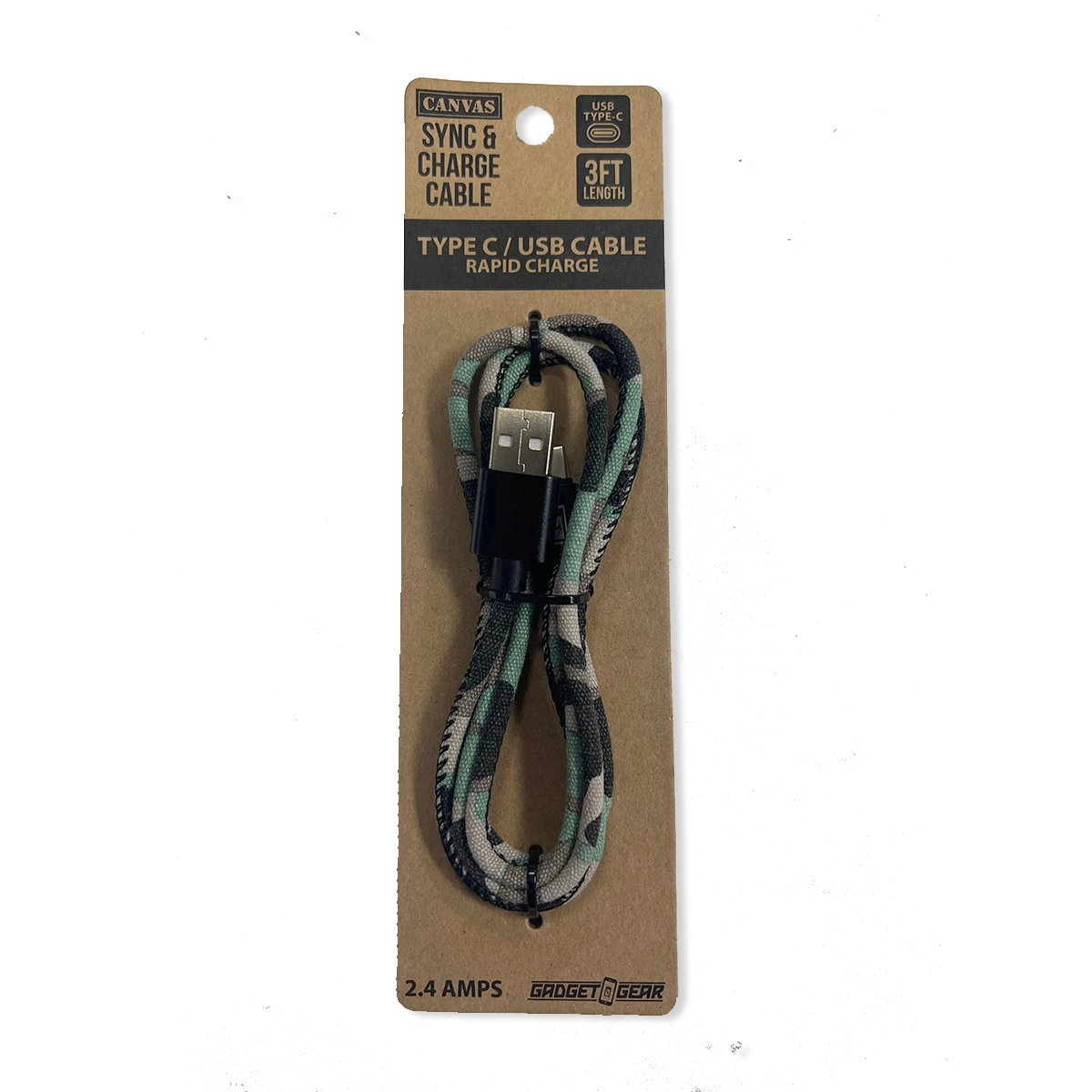 Charging Cable Camo Assortment 3FT - 12 Pieces Per Retail Ready Display 88303 GADGET GEAR