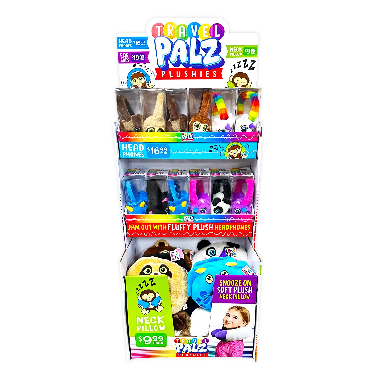 Plush Headphones W/ Pillows Floor Display 24 Pieces Per Retail Ready Display 88393 KIPP BROTHERS