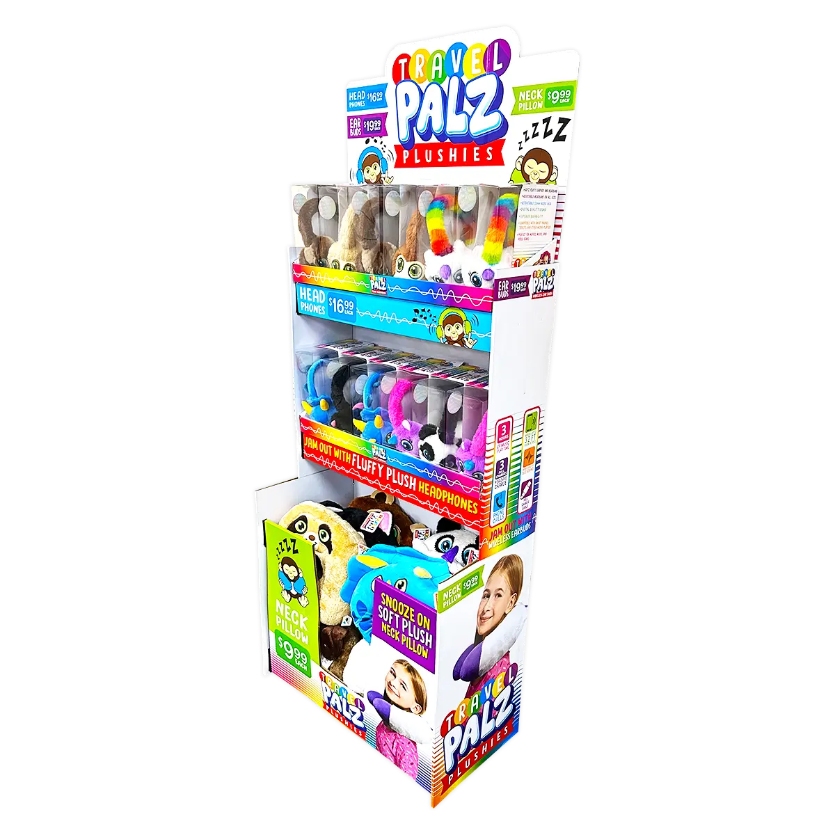 Plush Headphones W/ Pillows Floor Display 24 Pieces Per Retail Ready Display 88393 KIPP BROTHERS