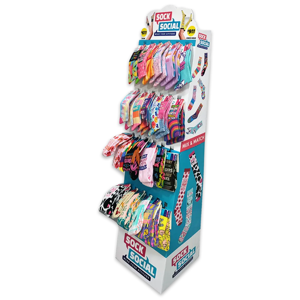 Sock Mix N Match Assorted Floor Display - 36 Pieces Per Retail Ready Display 88465 NOVELTY INC