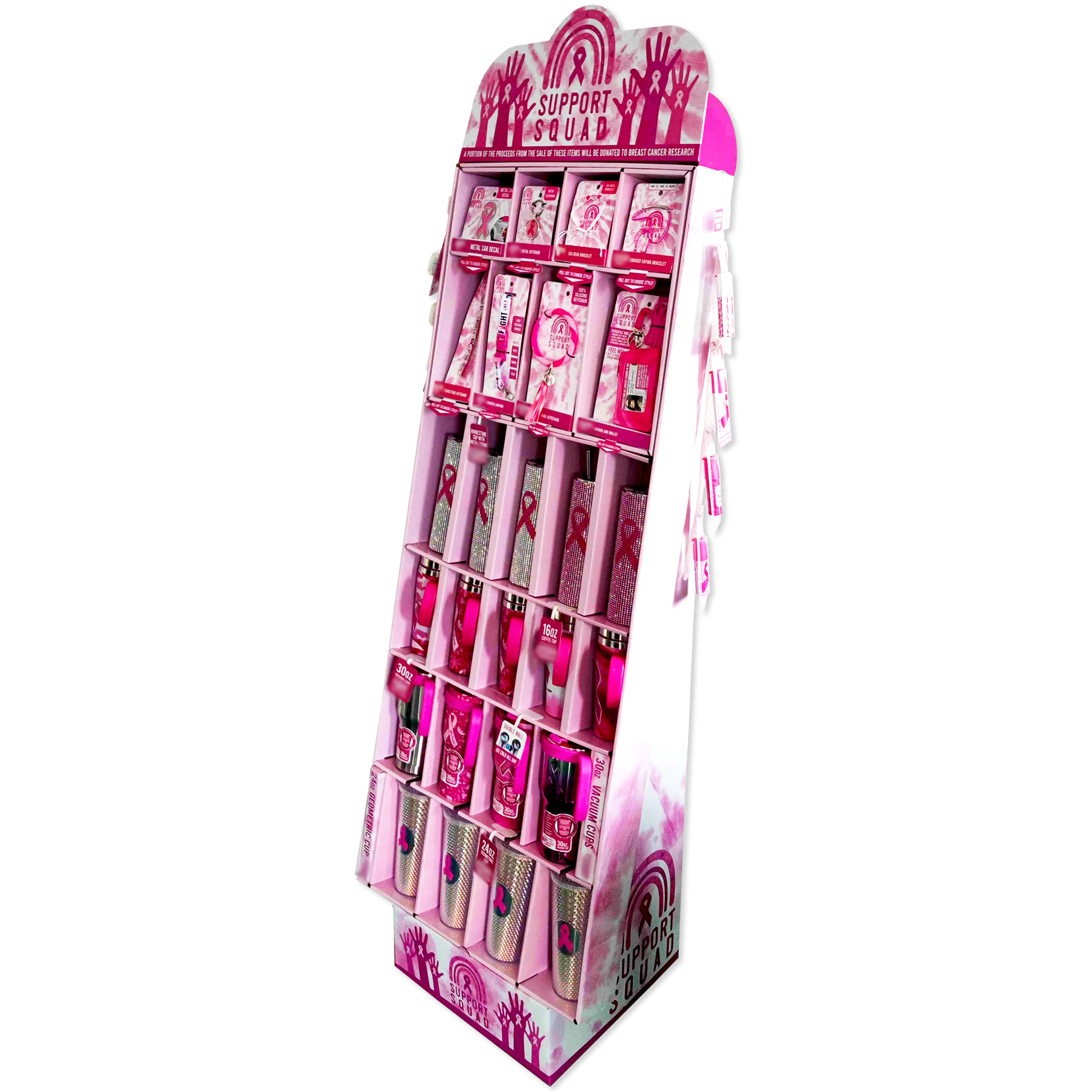 Breast Cancer Awareness Pink Assortment Floor Display - 84 Pieces Per Retail Ready Display 88474 NOVELTY INC
