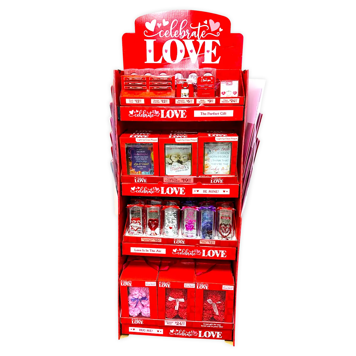 Valentine's Day Glass and Gift Assortment Floor Display - 81 Pieces Per Retail Ready Display 88504 KIPP BROTHERS