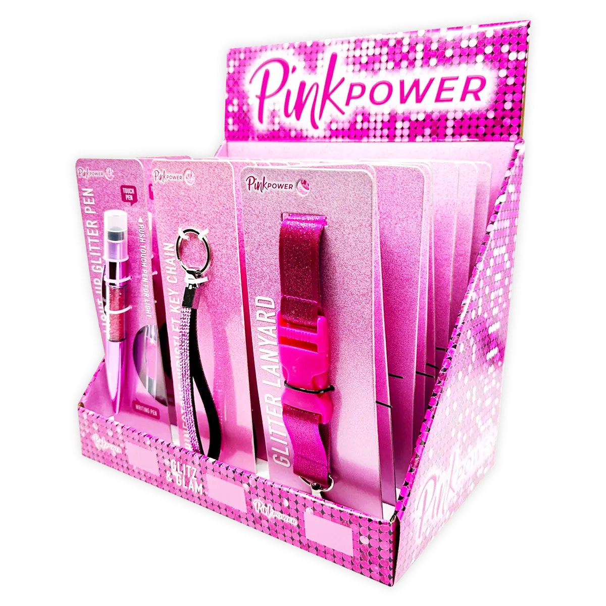 Pink Power Key Chain LanyardandPen Assortment - 22 Pieces Per Retail Ready Display 88529 NOVELTY INC