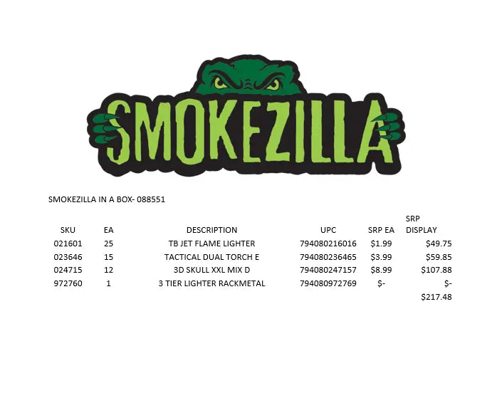 Curated Smokezilla Countertop Lighter Display - 3 Tier 88551 SMOKEZILLA