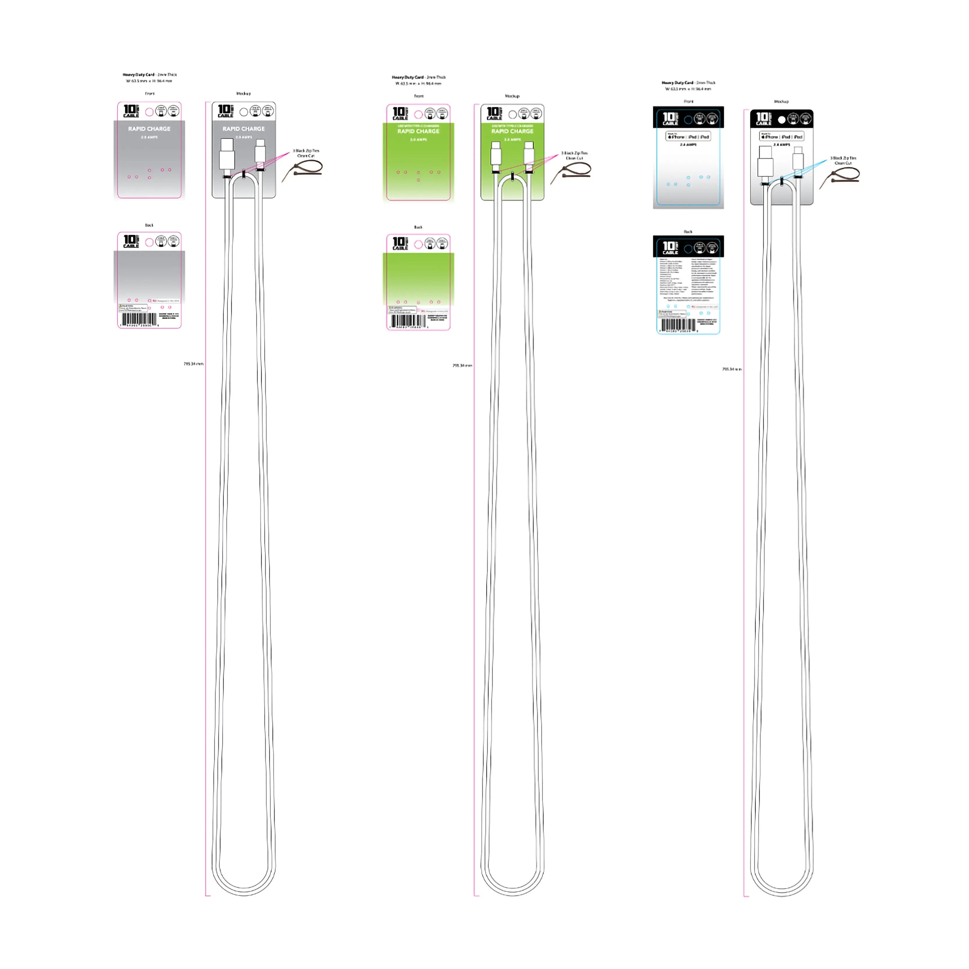 10FT Braided Sync and Charge Cable Assortment Floor Display - 24 Pieces Per Retail Ready Display 88585 GADGET GEAR