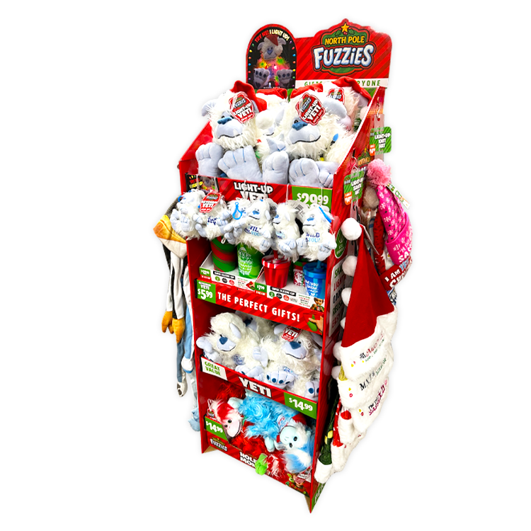 North Pole Fuzzies Yeti Gift Assortment Floor Display - 60 Pieces Per Retail Ready Display Kit 88612 NOVELTY INC