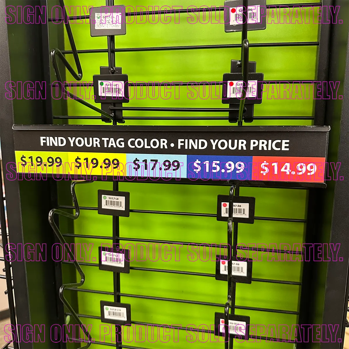 Merchandising Fixture - Sungear Retail Pricing Signage ONLY 980470 SUN GEAR