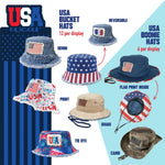 USA Bucket and Boonie Patriotic Hat Assortment Floor Display - 18 Pieces Per Retail Ready Display 88536 NOVELTY INC