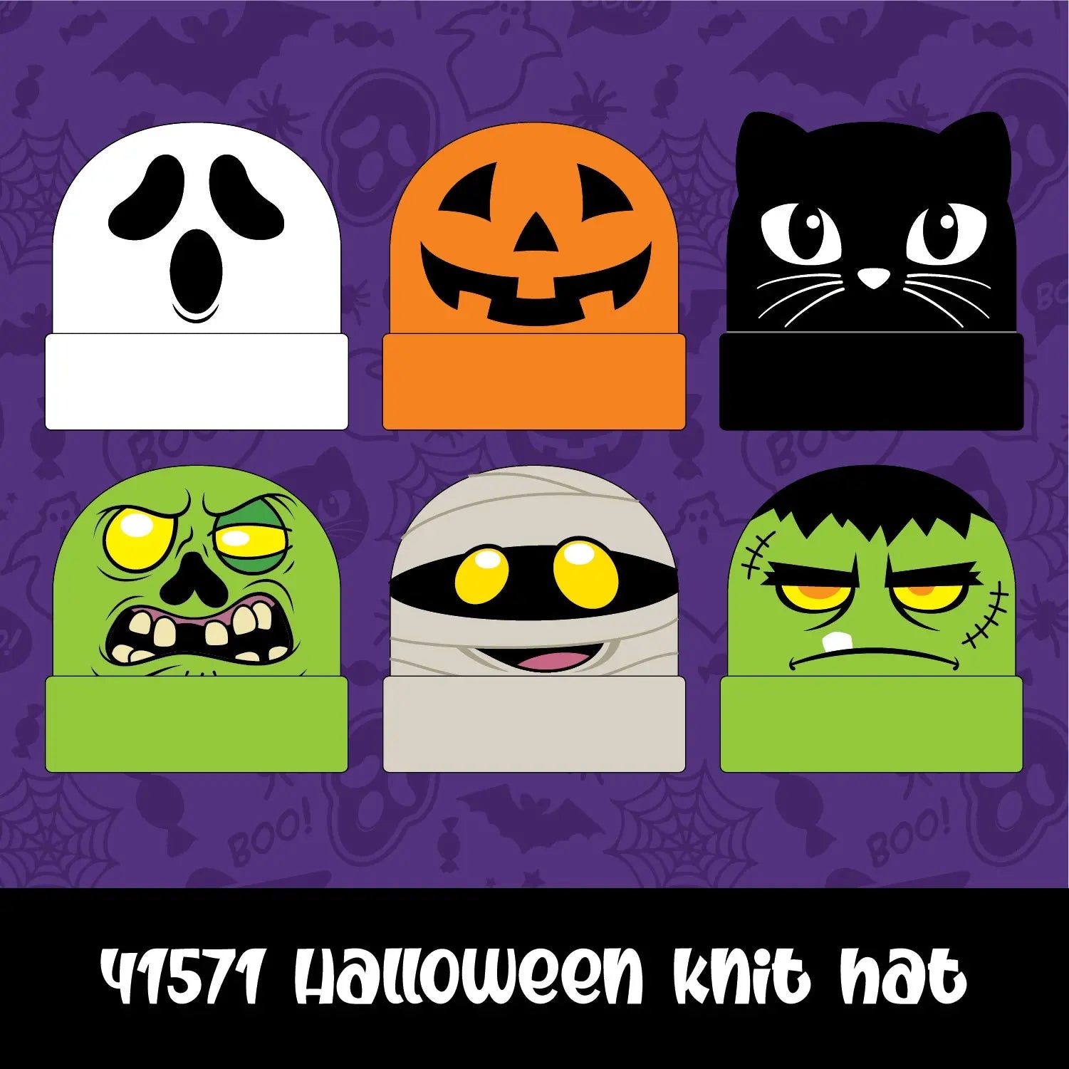 Halloween Knit Hat Beanie LED Light Assortment Floor Display - 36 Pieces Per Retail Ready Display  88463 KIPP BROTHERS