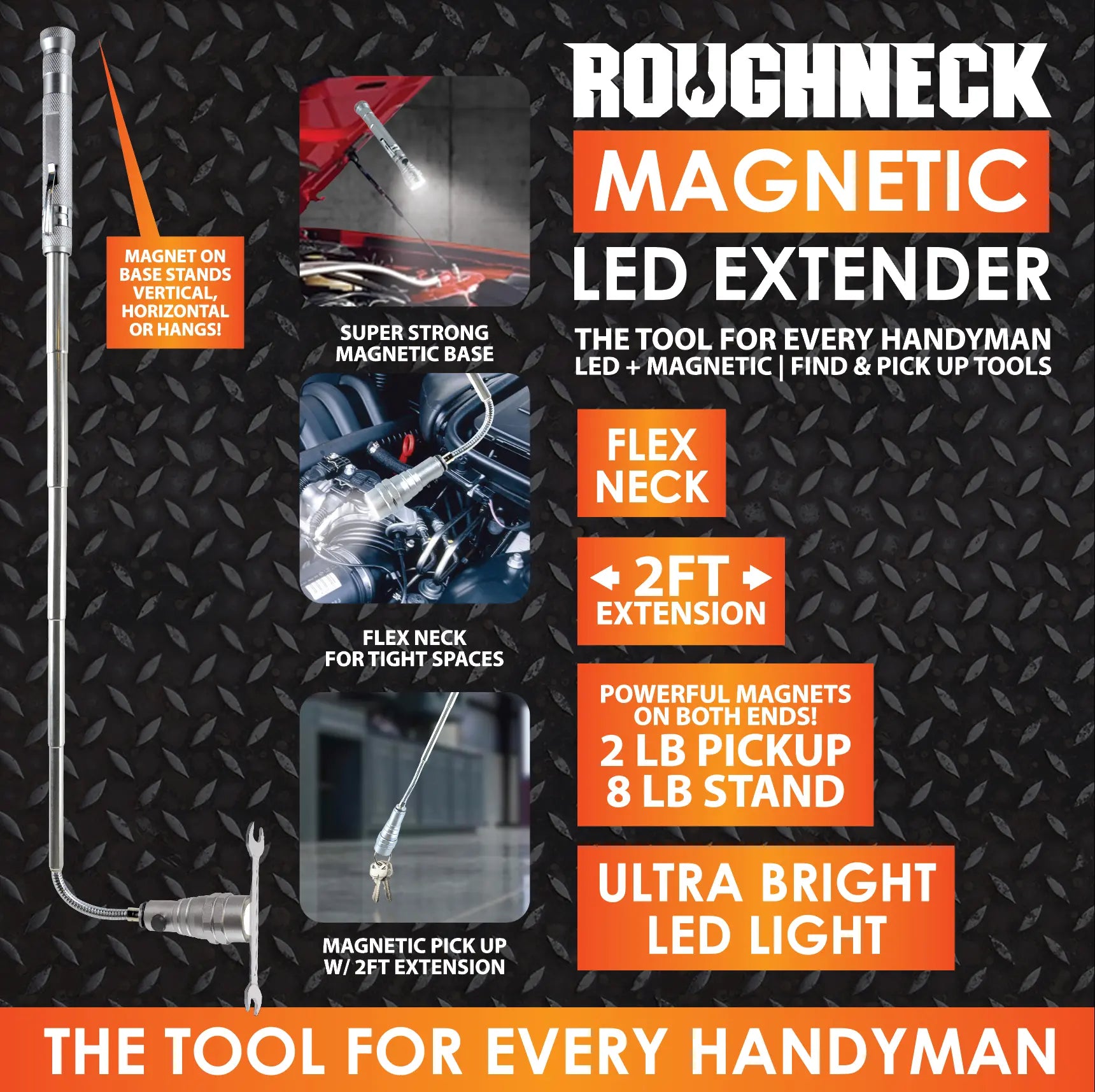 LED Flashlight Extender Tool with Magnetic Stand - 6 Pieces Per Retail Ready Display 22583FAM ROUGHNECK