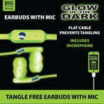 Wired Earbuds Glow in The Dark with Mic - 3 Pieces Per Pack 20614 GADGET GEAR