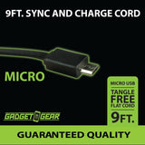 Charging Cable USB to Micro USB Flat 9FT - 4 Pieces Per Pack 20616 GADGET GEAR