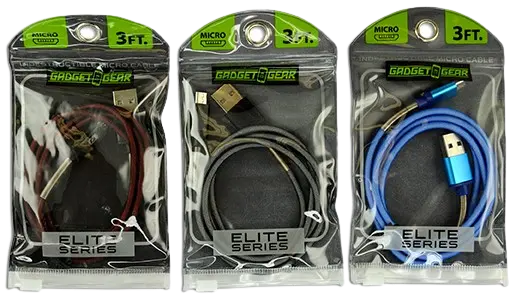 Charging Cable Elite Indestructible USB to Micro USB 3FT - 3 Pieces Per Pack 21157 GADGET GEAR