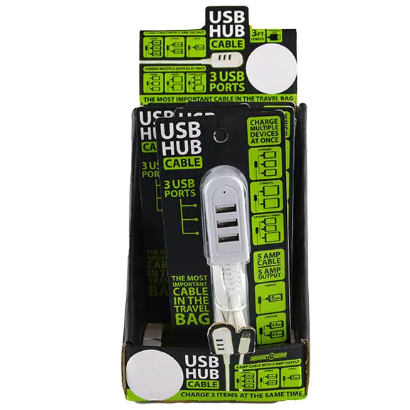 Charging Hub USB 3 Port USB 5 Amp - 6 Pieces Per Retail Ready Display 22084 GADGET GEAR