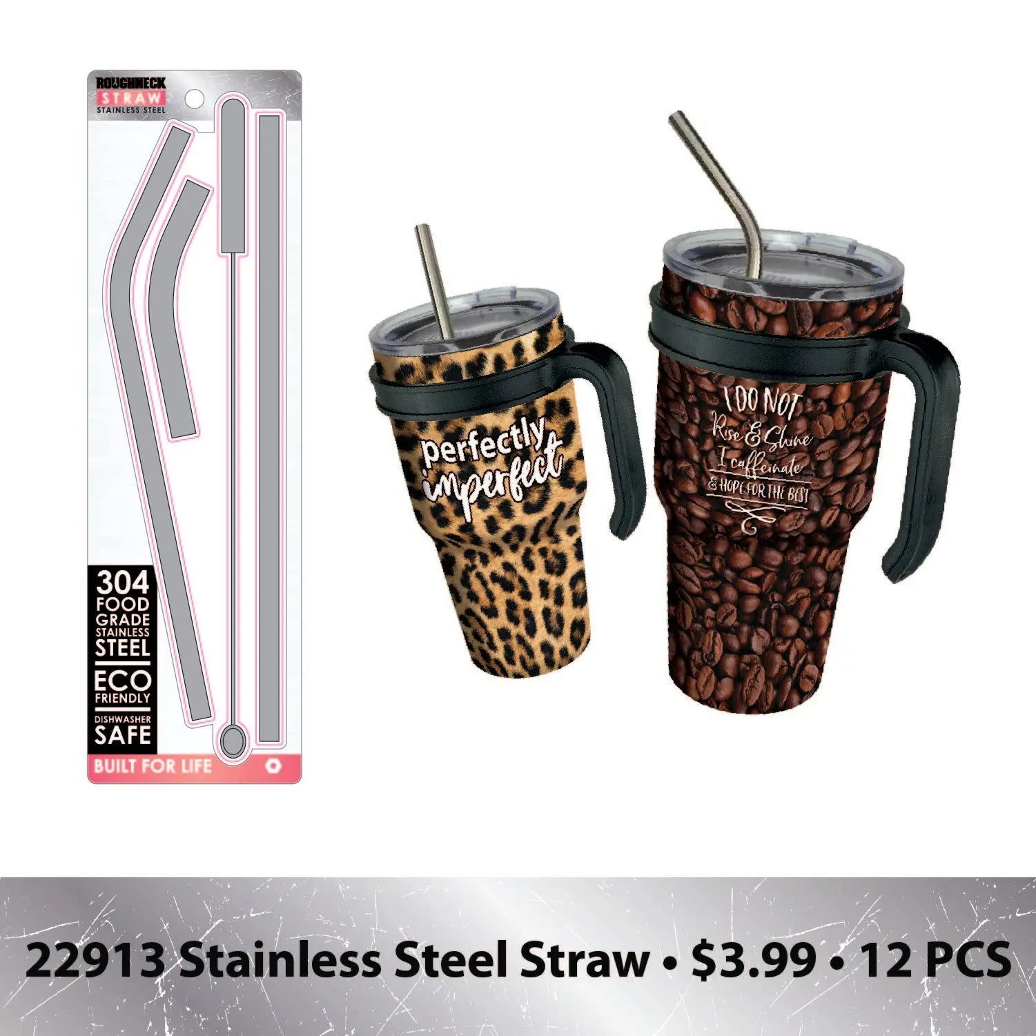 30 oz Insulated Stainless-Steel Cup with Handle Assortment Floor Display - 36 Pieces Per Retail Ready Display 88360 ROUGHNECK
