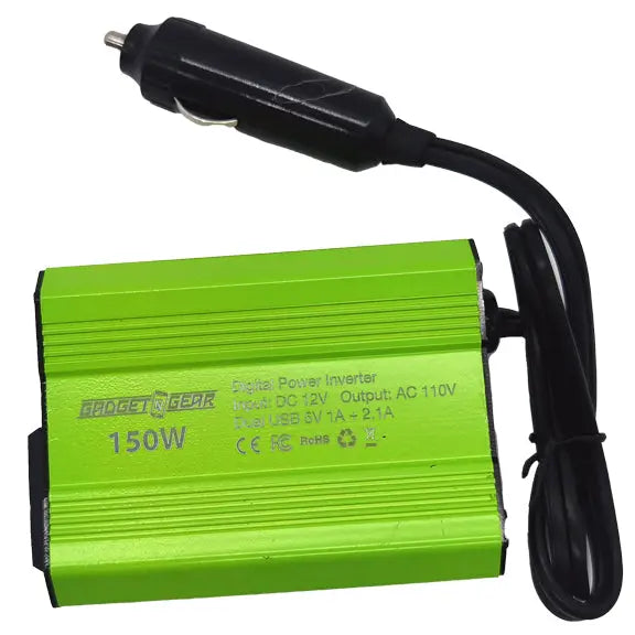 DC Car Power Inverter Dual Ports USB / 120V Outlet 150 Watts - 4 Pieces Per Retail Ready Display 22829 GADGET GEAR