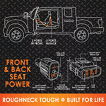 Car Charger Multi-Port Backseat Extender - 4 Pieces Per Retail Ready Display 22914 ROUGHNECK