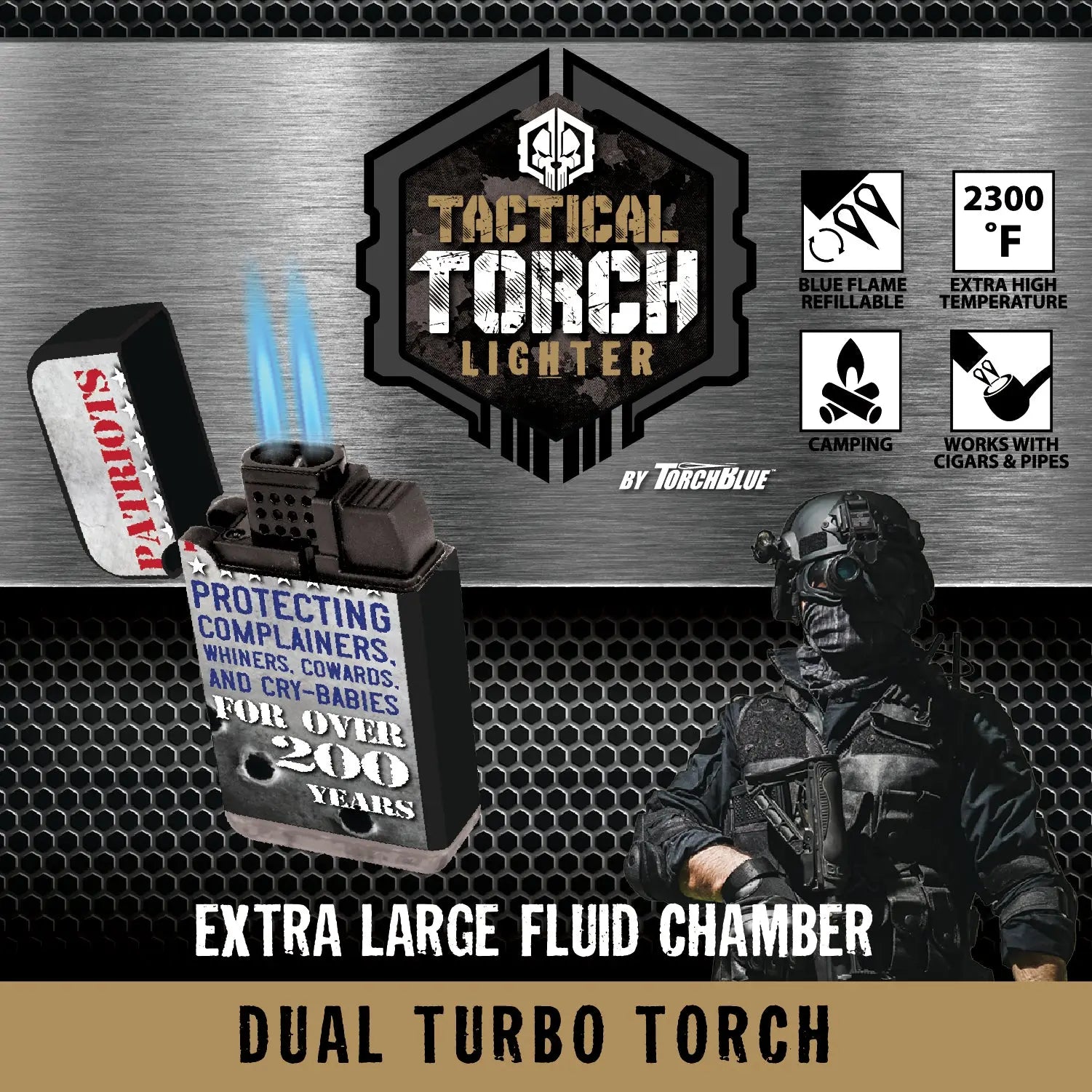 Patriotic Tac Gear Dual Torch Lighter- 15 Pieces Per Retail Ready Display 23086 TAC GEAR