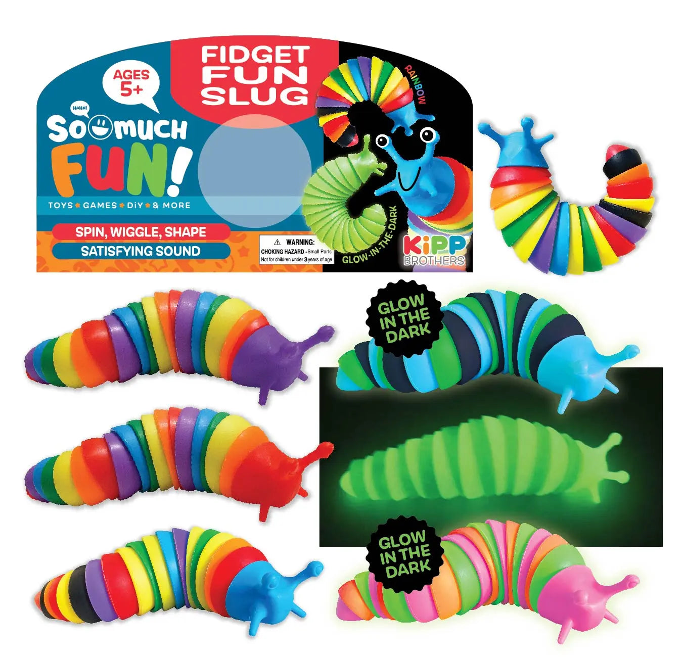 Fidget Sensory Slug Toy - 12 Pieces Per Retail Ready Display 23243 KIPP BROTHERS
