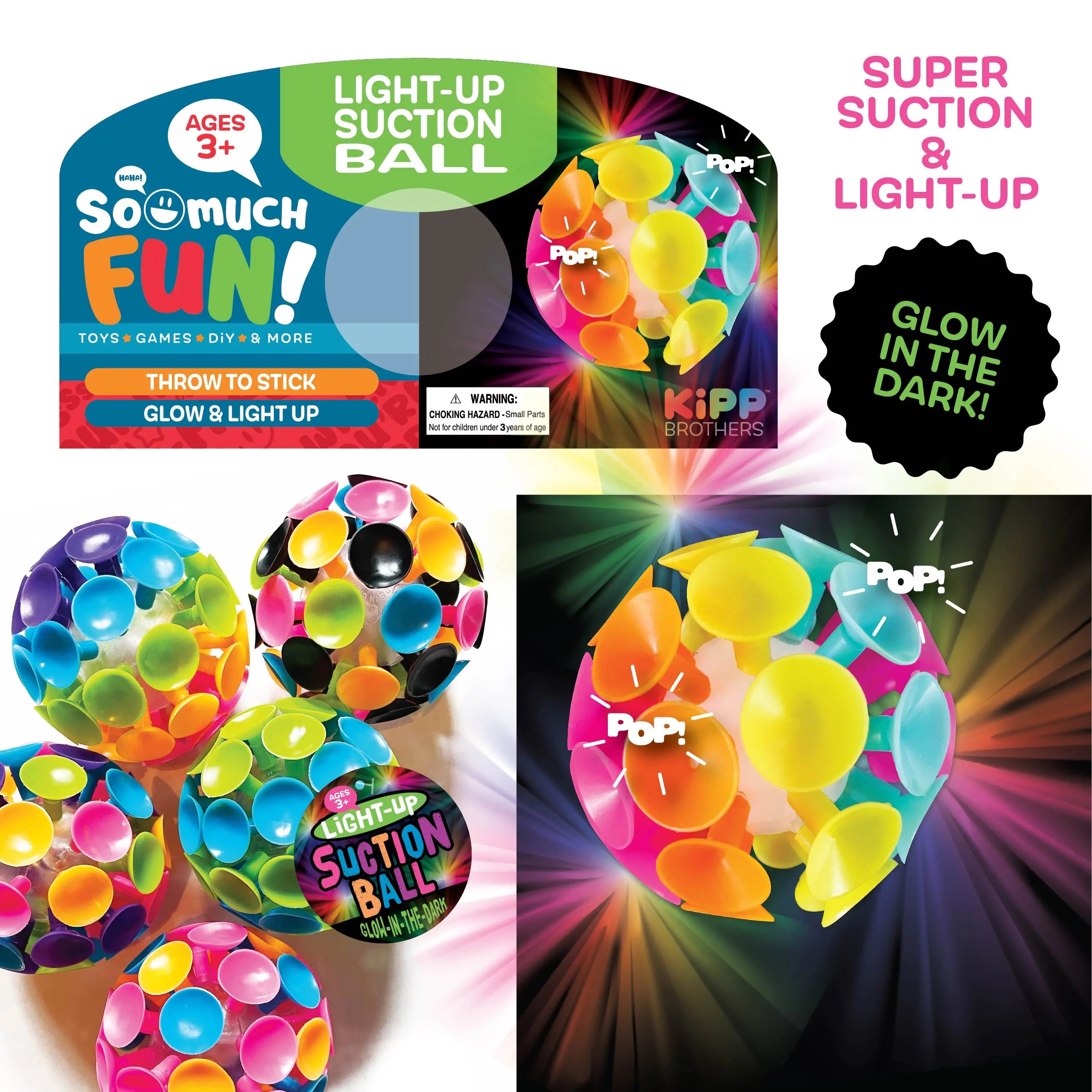 Light-Up Suction Ball Toy - 18 Pieces Per Pack 23300 KIPP BROTHERS
