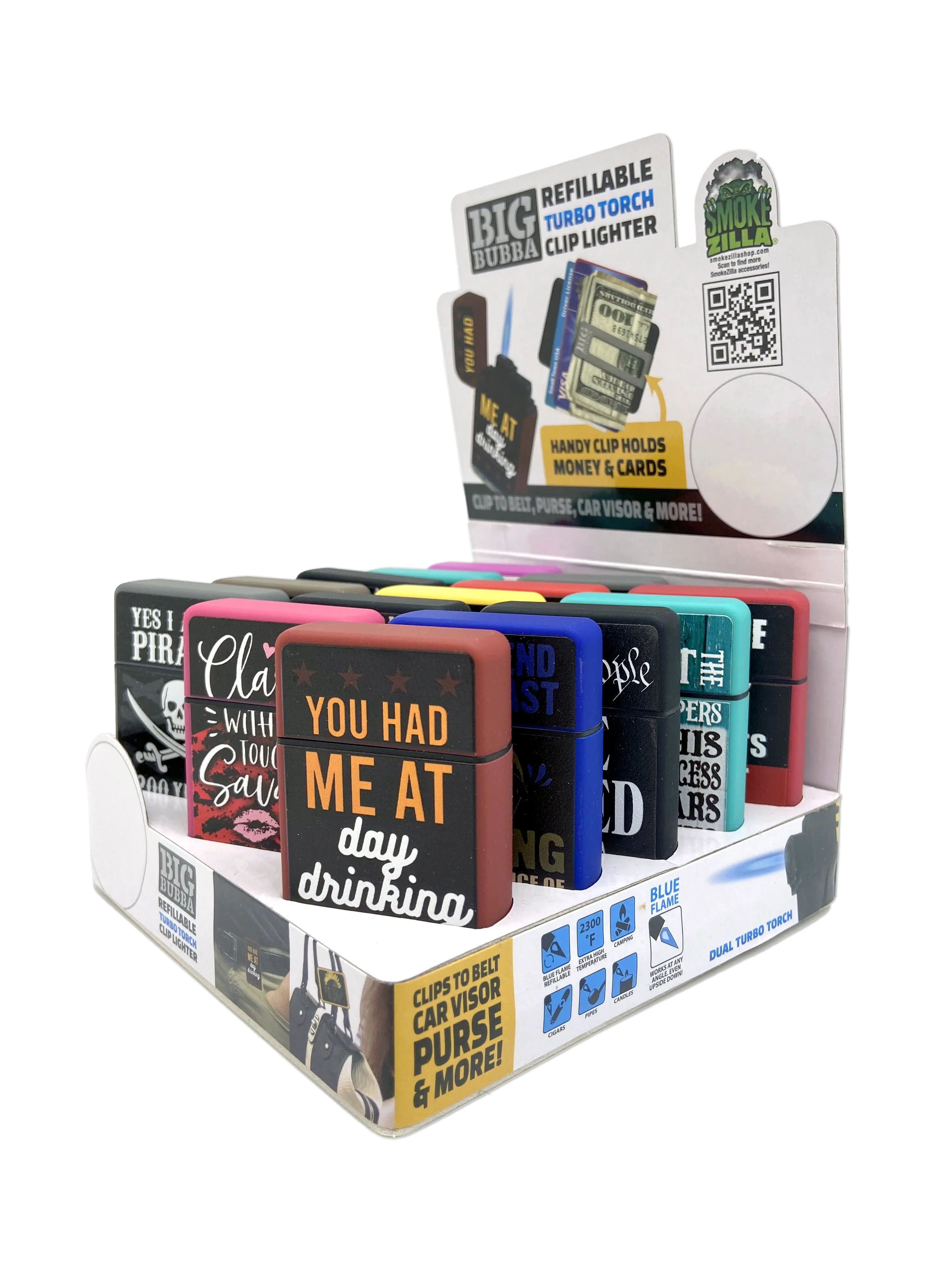 Big Bubba Dual Torch Lighter with Money Clip - 15 Pieces Per Retail Ready Display 23487 SMOKEZILLA
