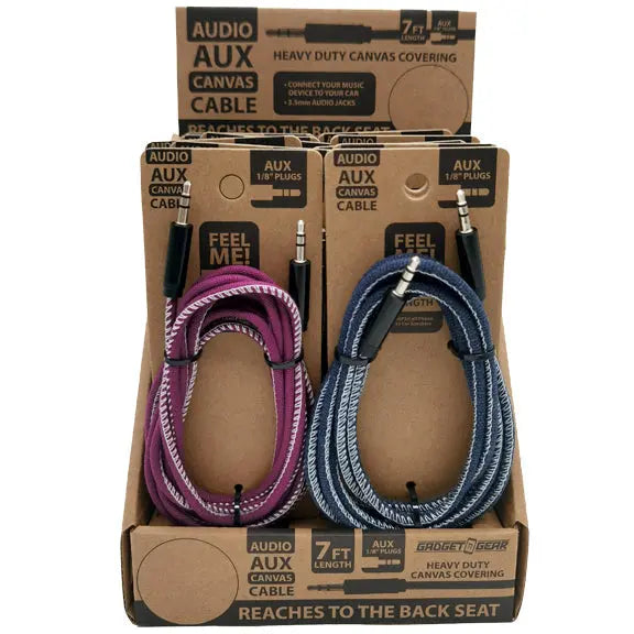 Auxiliary Audio Cable 7FT - 12 Pieces Per Retail Ready Display 23496 GADGET GEAR