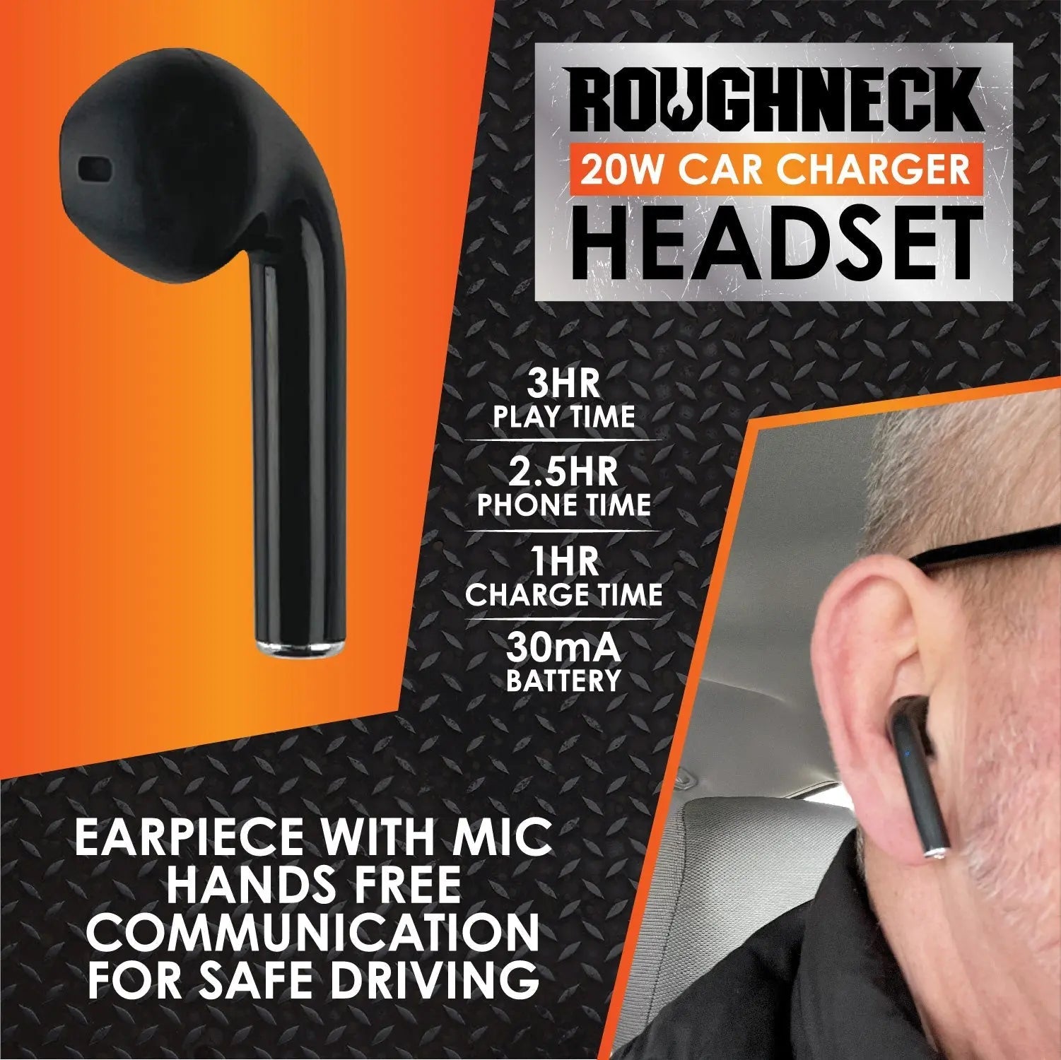 Car Charger Dual Port USB / USB-C with Earbud - 6 Pieces Per Retail Ready Display 23690 ROUGHNECK
